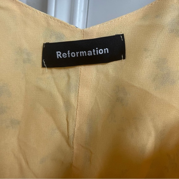 REFORMATION YELLOW/BLUE FLORAL PRINT SLEEVELESS MINI DRESS SIZE XS - Picture 4 of 6